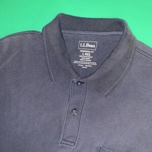 LL Bean Men's Large 100%‎ Cotton Knit Short Sleeve Black Polo Golf Shirt